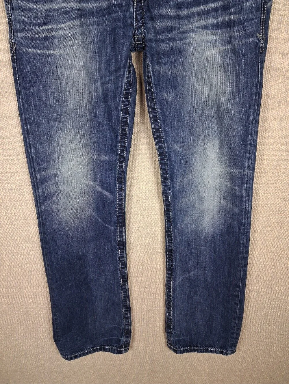 Buckle Black Fit No. 3 Straight Leg Jeans Mens 33x34 Blue Medium Wash Whiskering